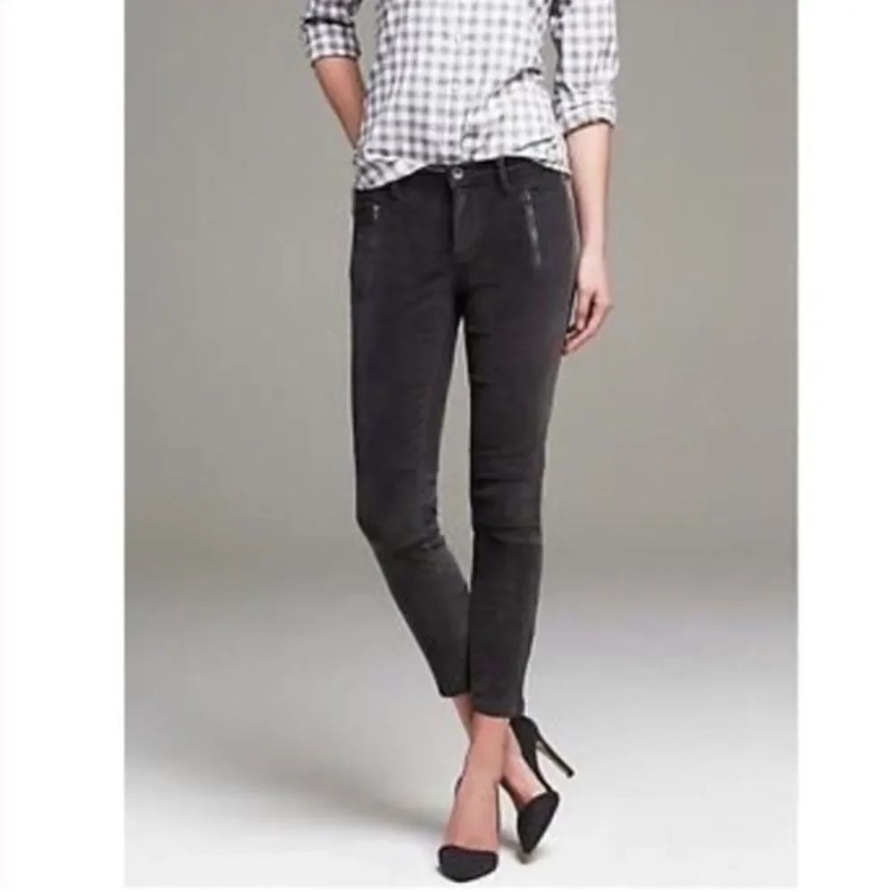 Banana Republic Gray Soft Corduroy Moto Skinny Pants Size 25